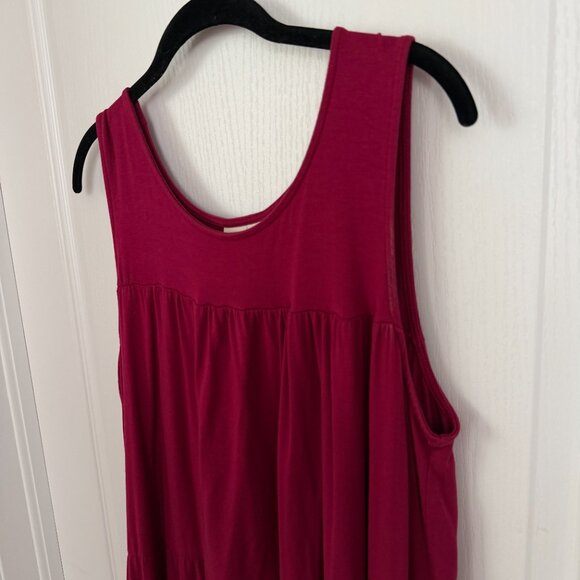 Anthropologie Saturday Sunday Shanna Tiered Jersey Tunic Dress Berry Size M - Picture 4 of 11